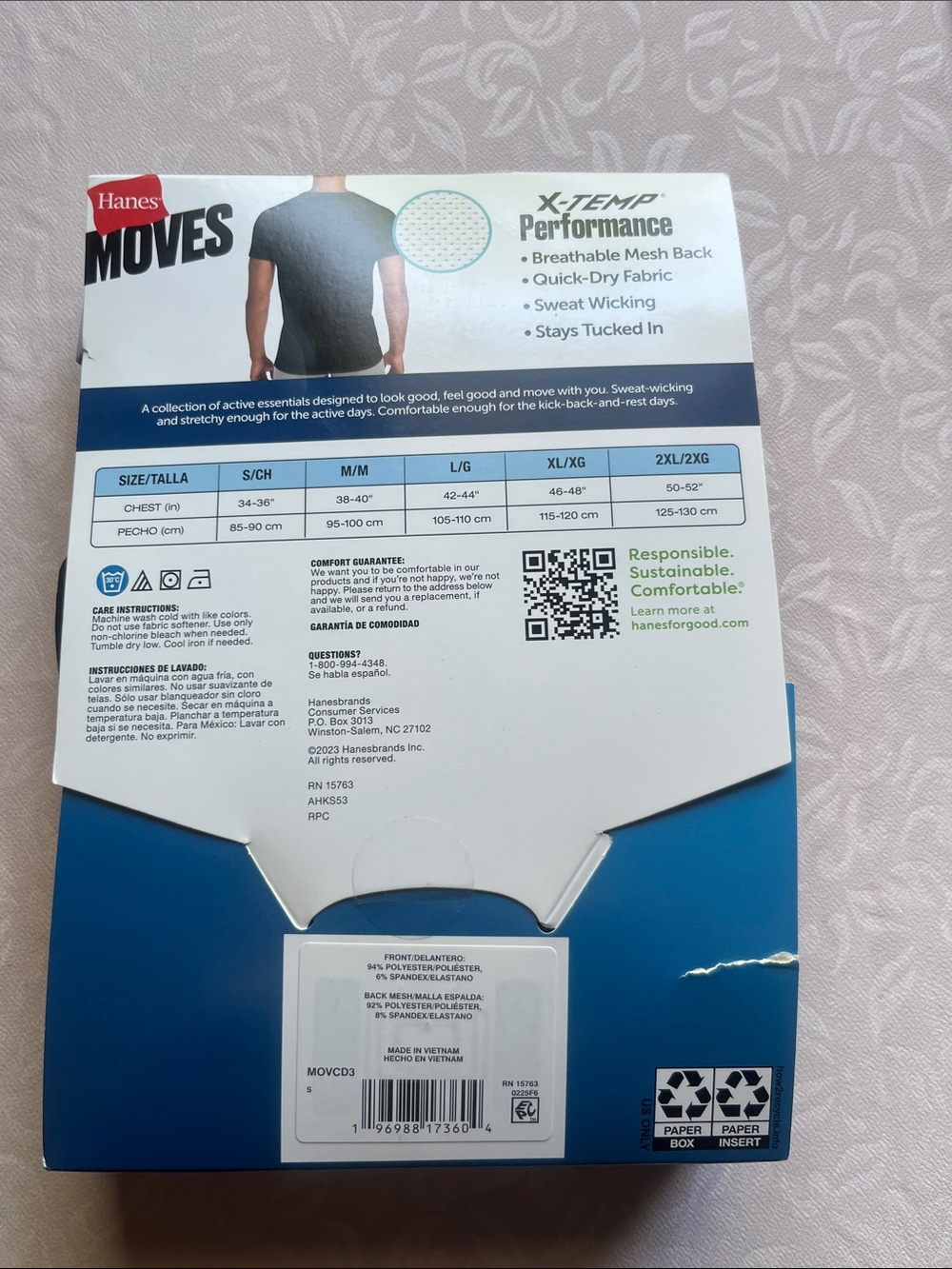 2/$25 NWT Hanes Men's Performance Crew Neck T-Shirts Black & Gray 3 Pack Size S - Picture 7 of 11